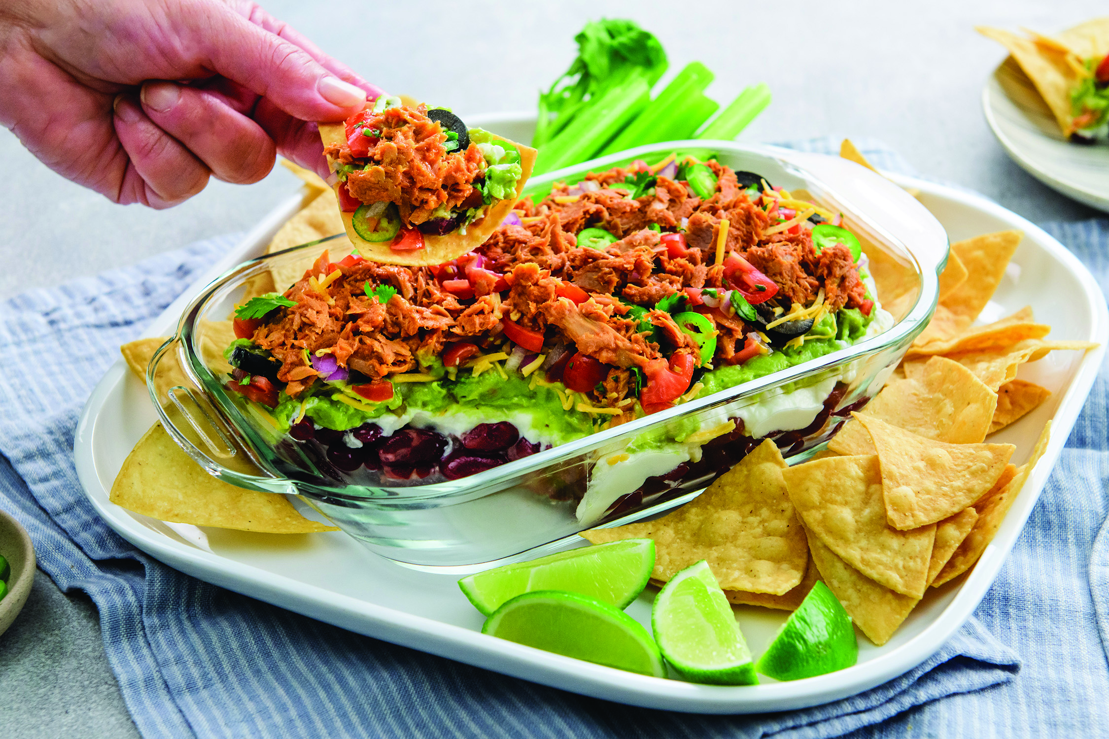 Better-For-You Chili Lime Tuna 7-Layer Dip