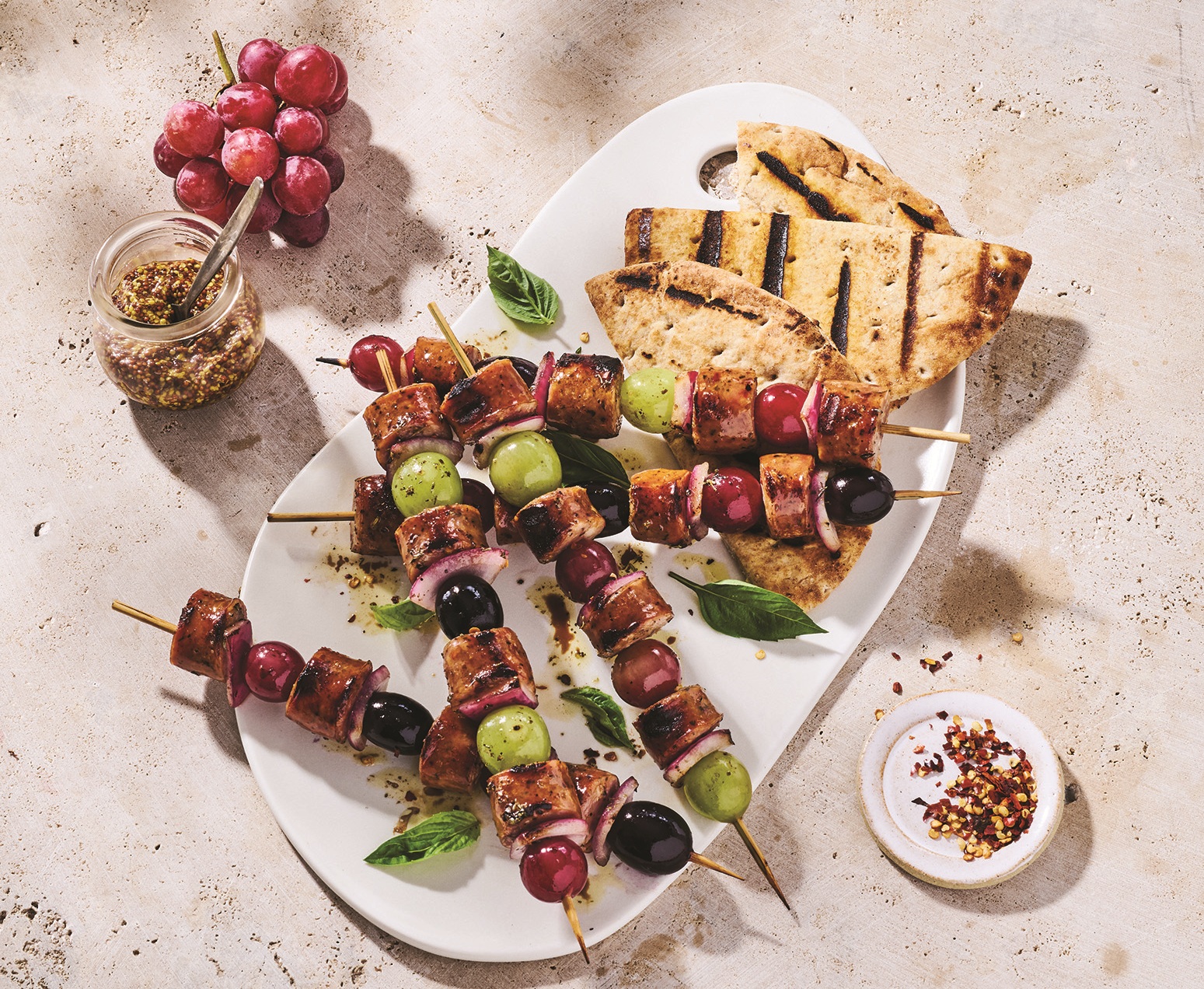 Italian Sausage and California Grape Skewers