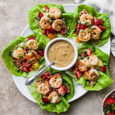 Strawberry Shrimp Lettuce Cups