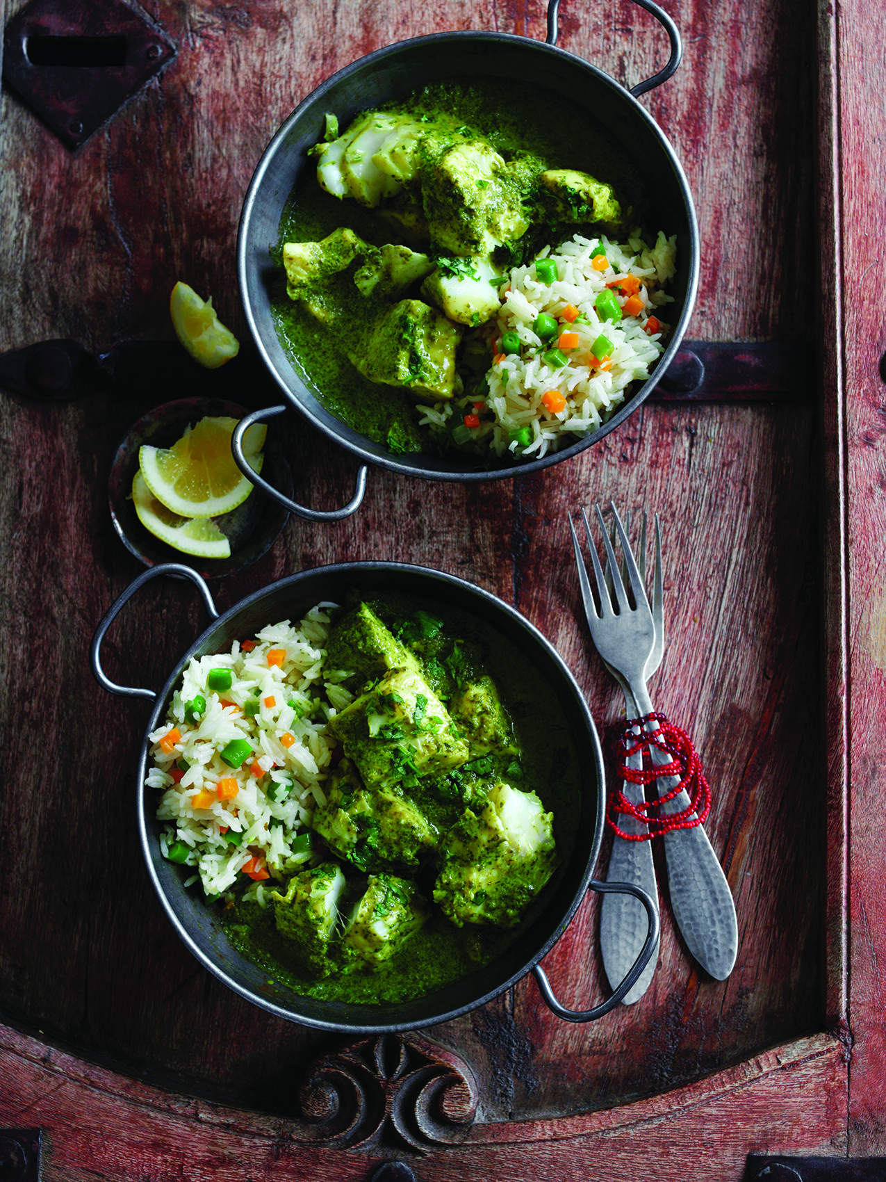 Green Fish Curry With Rice