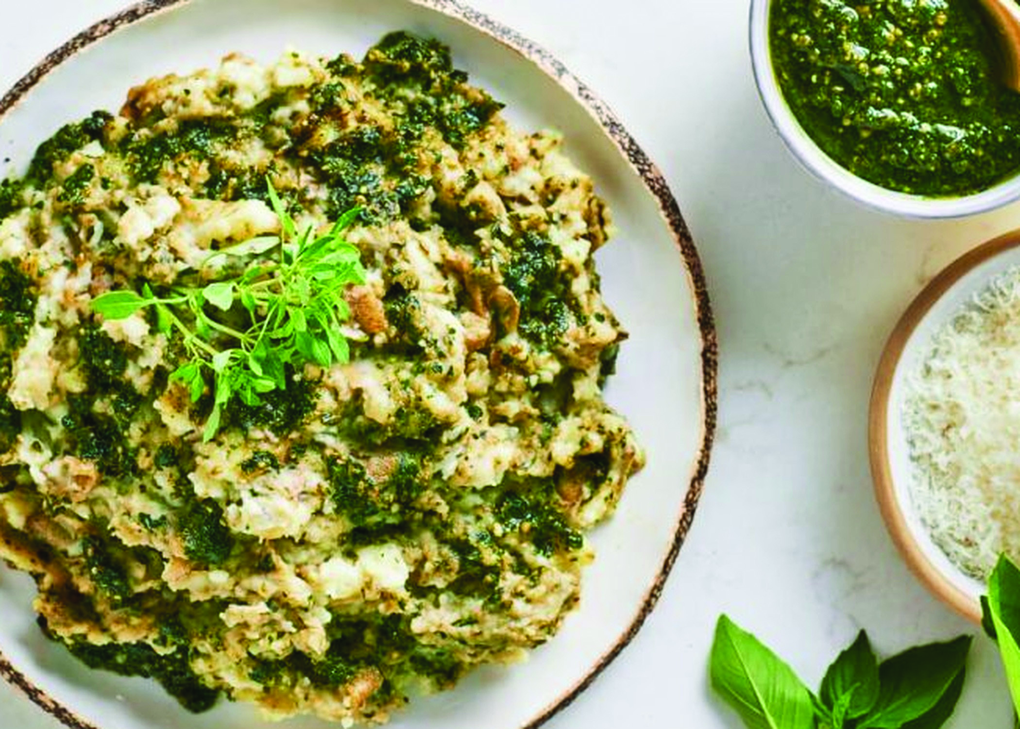 Basil Pesto Mashed Potatoes