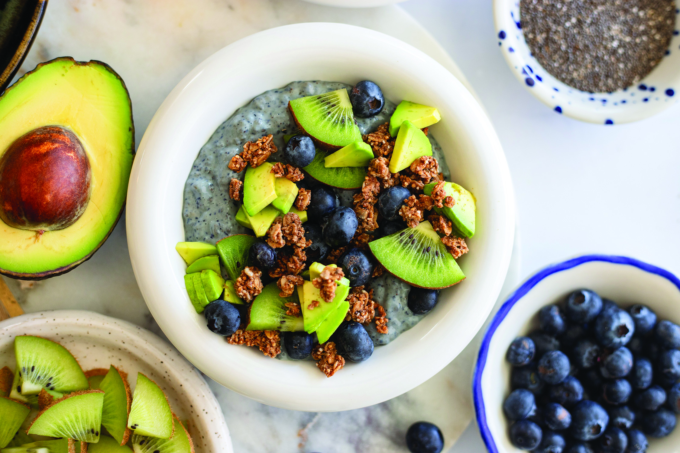 Avocado and Blueberry Chia Pudding