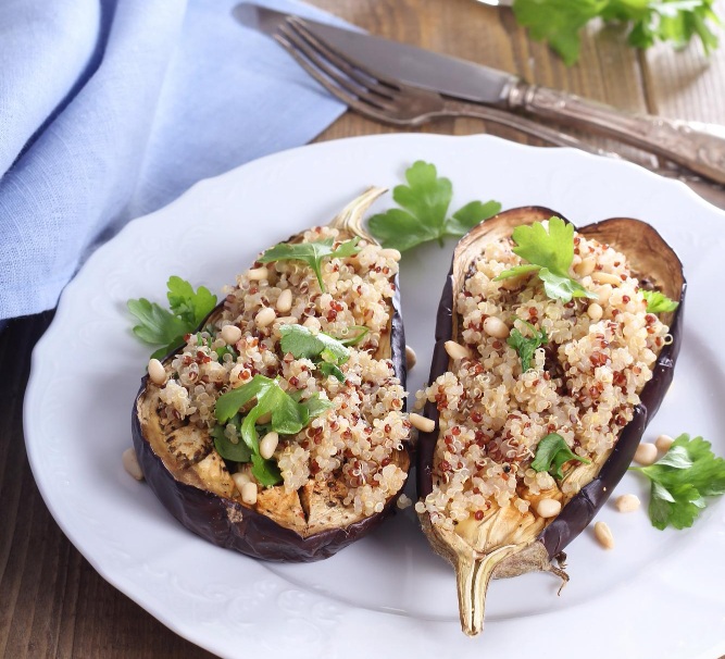 Grilled Eggplant with Feta and Greek Couscous