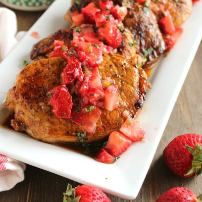 Strawberry Jalapeño Salsa Pork Chops