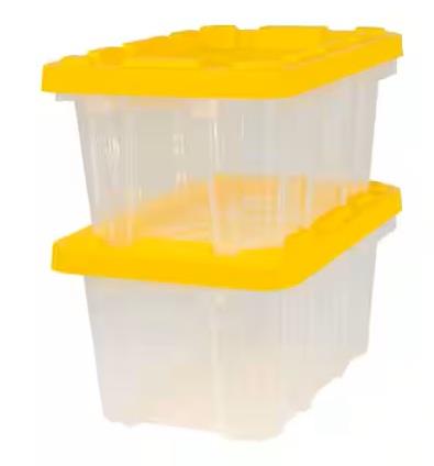 6.5 qt. Tough Storage Tote in Clear with Yellow Lid by HDX.jpg
