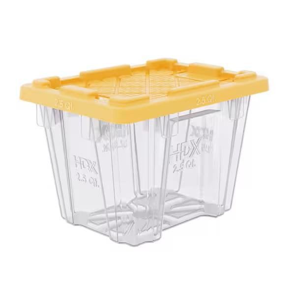 2.5 qt. Tough Storage Tote in Clear with Yellow Lid by HDX.jpg